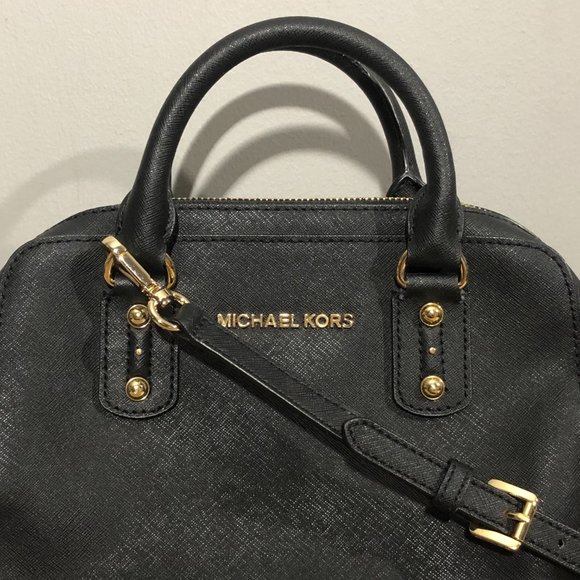 Michael Kors Sandrine Small Black Leather Satchel Crossbody Handbag - Picture 7 of 12